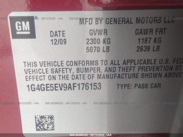 Photo 8 VIN: 1G4GE5EV9AF176153 - BUICK LACROSSE 