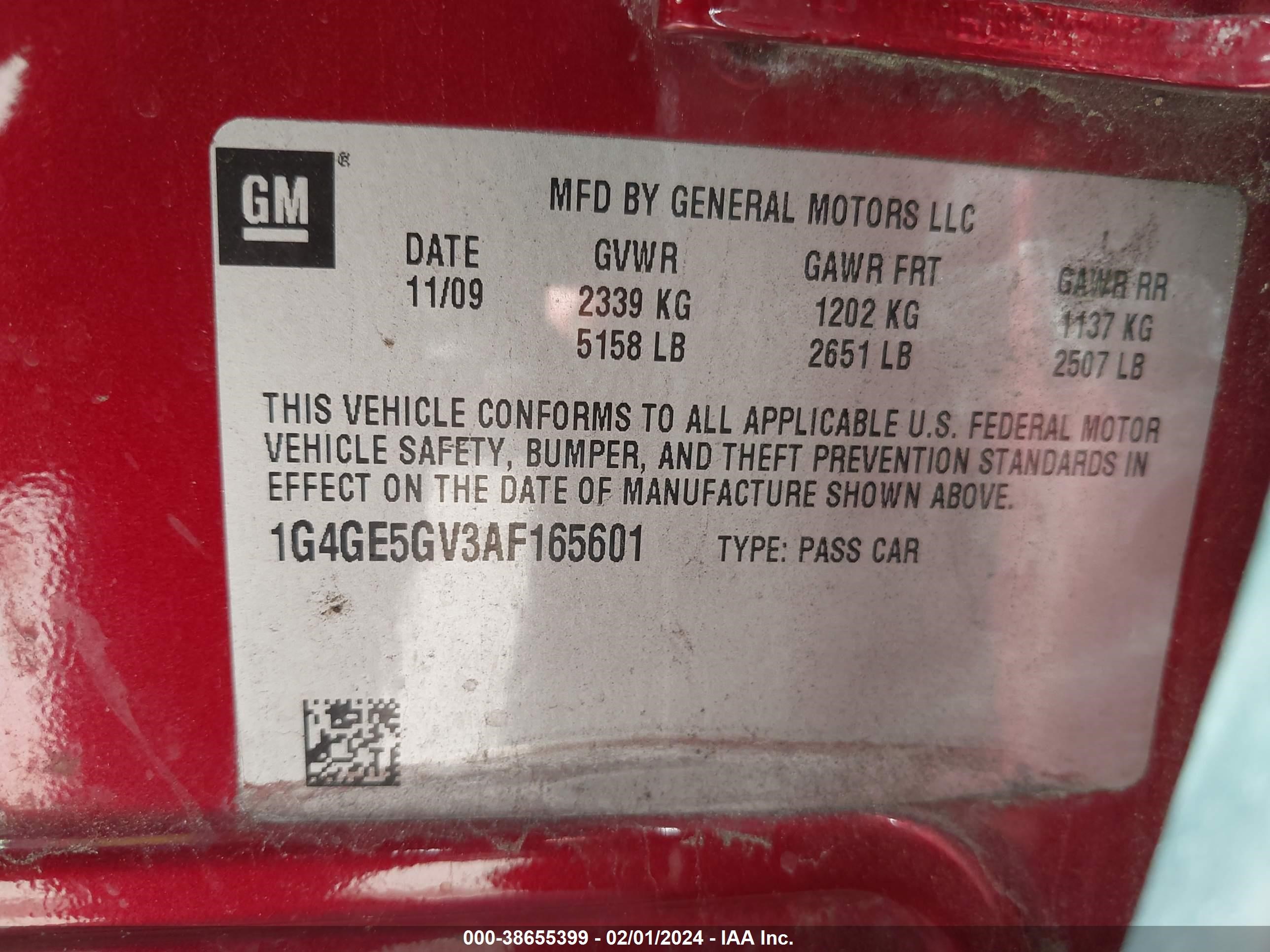 Photo 8 VIN: 1G4GE5GV3AF165601 - BUICK LACROSSE 