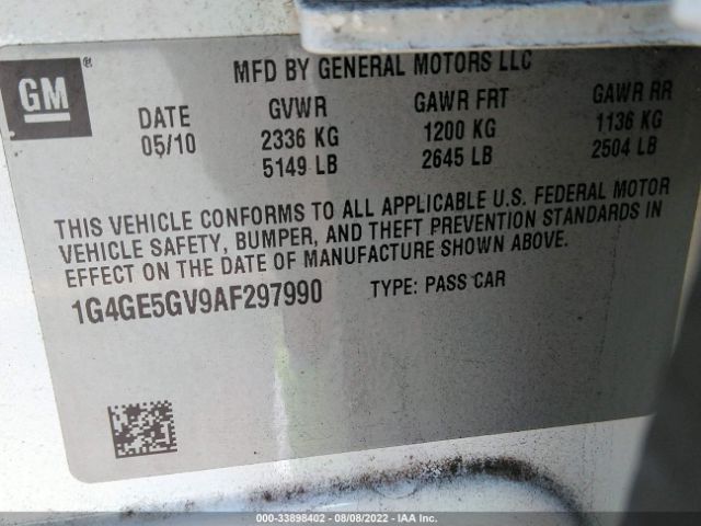 Photo 8 VIN: 1G4GE5GV9AF297990 - BUICK LACROSSE 