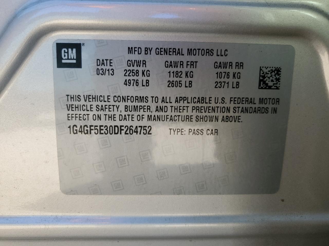 Photo 12 VIN: 1G4GF5E30DF264752 - BUICK LACROSSE 