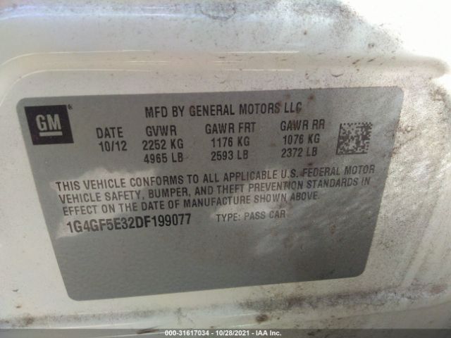 Photo 8 VIN: 1G4GF5E32DF199077 - BUICK LACROSSE 