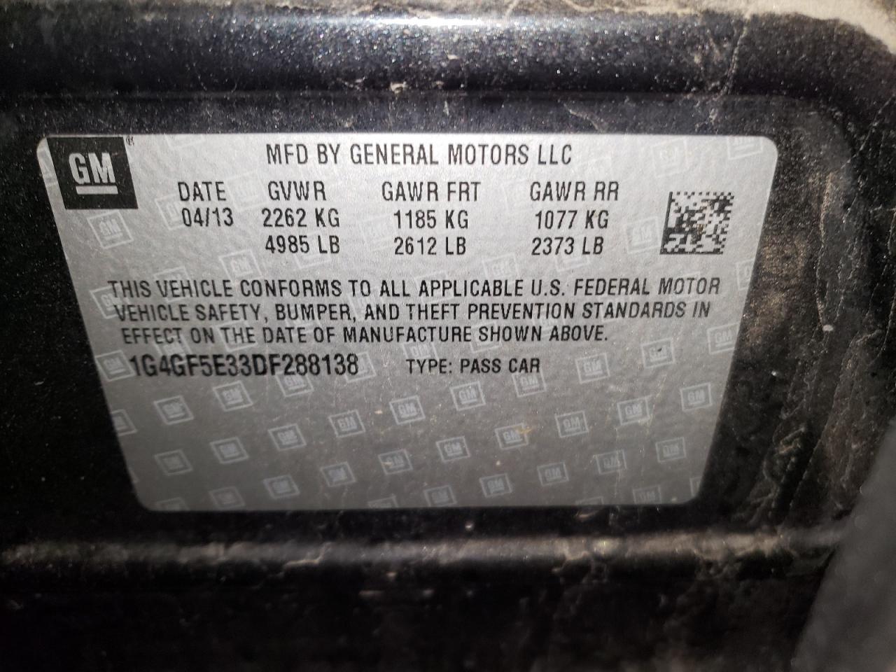 Photo 12 VIN: 1G4GF5E33DF288138 - BUICK LACROSSE 