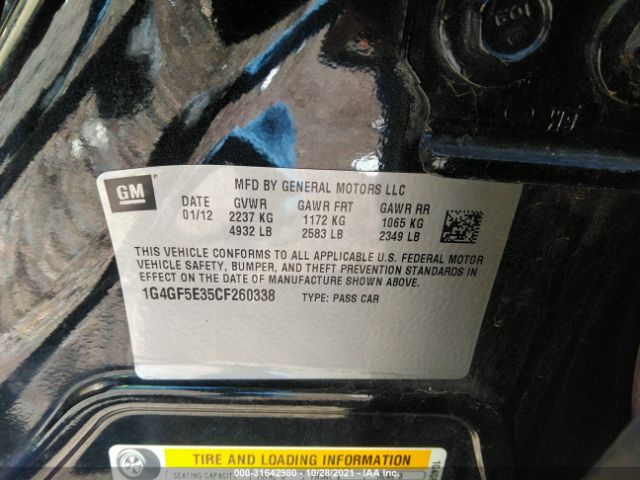 Photo 8 VIN: 1G4GF5E35CF260338 - BUICK LACROSSE 