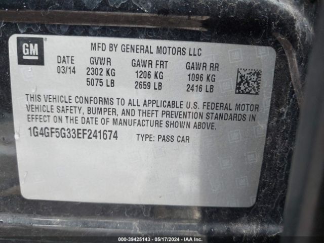 Photo 8 VIN: 1G4GF5G33EF241674 - BUICK LACROSSE 