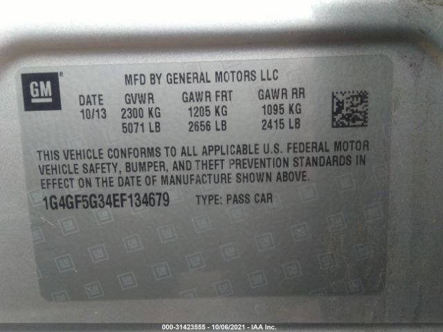 Photo 8 VIN: 1G4GF5G34EF134679 - BUICK LACROSSE 