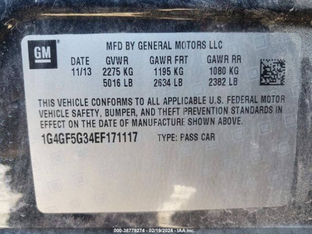 Photo 8 VIN: 1G4GF5G34EF171117 - BUICK LACROSSE 