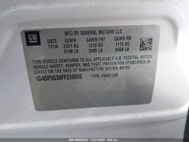 Photo 8 VIN: 1G4GF5G38FF230820 - BUICK LACROSSE 