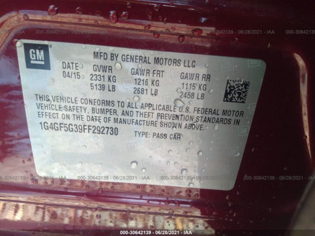 Photo 8 VIN: 1G4GF5G39FF292730 - BUICK LACROSSE 