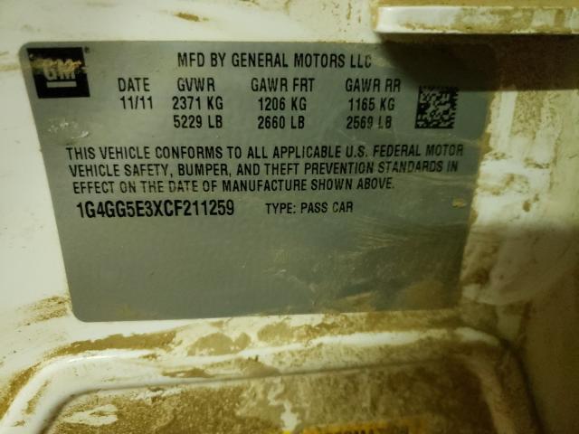 Photo 9 VIN: 1G4GG5E3XCF211259 - BUICK LACROSSE P 