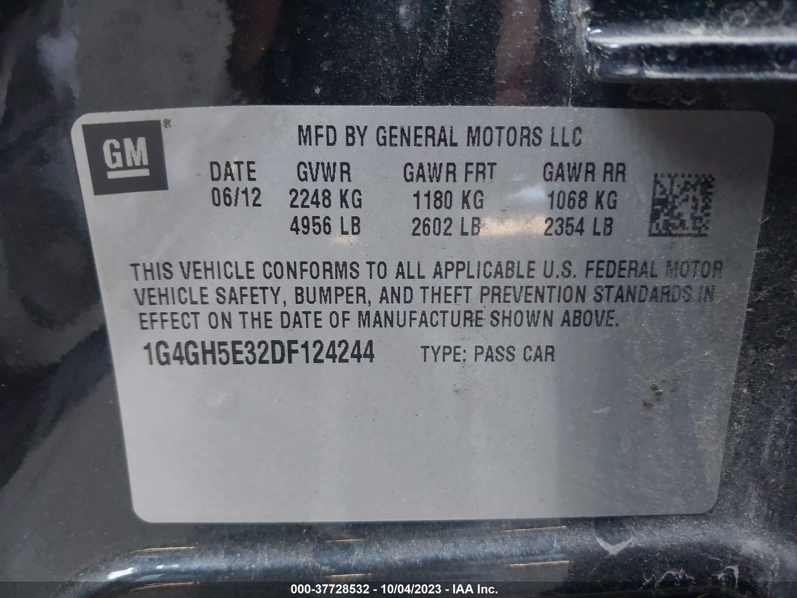 Photo 8 VIN: 1G4GH5E32DF124244 - BUICK LACROSSE 