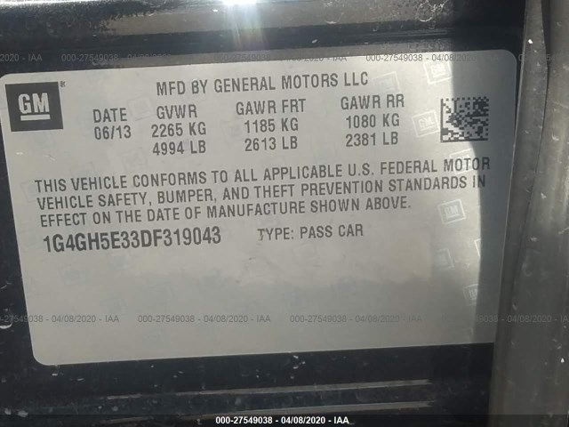 Photo 8 VIN: 1G4GH5E33DF319043 - BUICK LACROSSE 