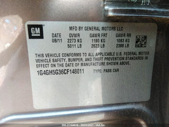 Photo 8 VIN: 1G4GH5G36CF148011 - BUICK LACROSSE 