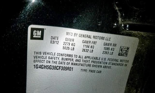 Photo 9 VIN: 1G4GH5G38CF309801 - BUICK LACROSSE 