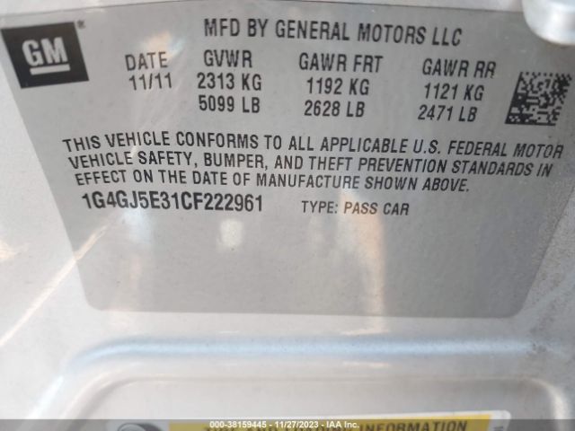 Photo 8 VIN: 1G4GJ5E31CF222961 - BUICK LACROSSE 