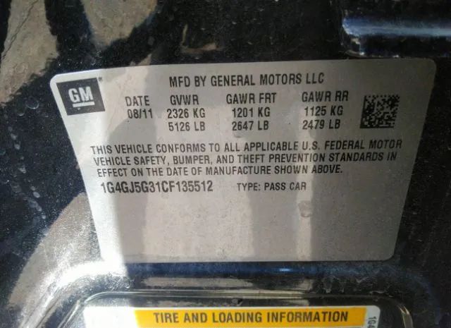 Photo 8 VIN: 1G4GJ5G31CF135512 - BUICK LACROSSE 