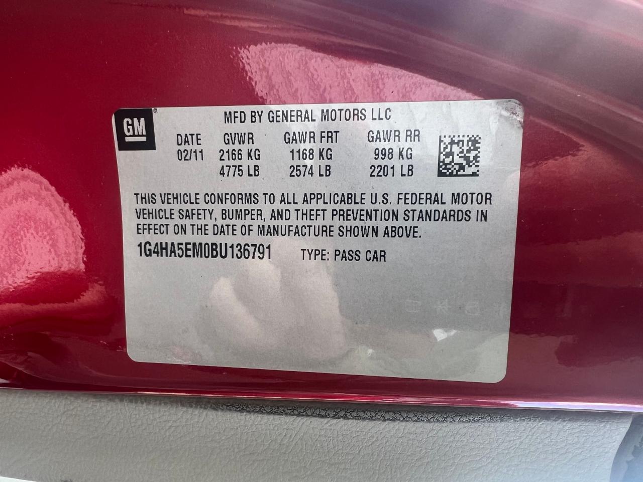 Photo 10 VIN: 1G4HA5EM0BU136791 - BUICK LUCERNE 