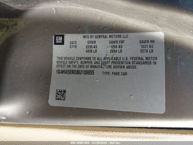 Photo 8 VIN: 1G4HA5EM3BU108855 - BUICK LUCERNE 