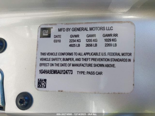 Photo 8 VIN: 1G4HA5EM6AU124773 - BUICK LUCERNE 