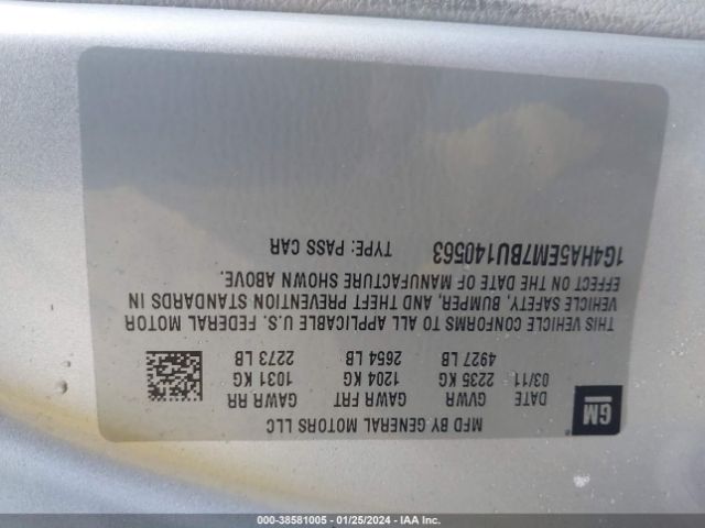 Photo 8 VIN: 1G4HA5EM7BU140563 - BUICK LUCERNE 