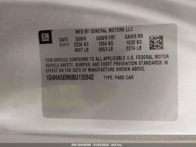 Photo 8 VIN: 1G4HA5EM8BU135842 - BUICK LUCERNE 