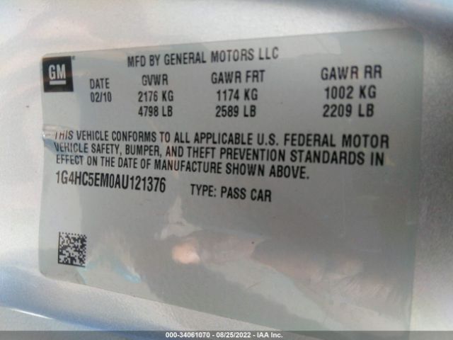 Photo 8 VIN: 1G4HC5EM0AU121376 - BUICK LUCERNE 