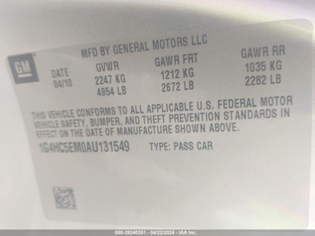 Photo 8 VIN: 1G4HC5EM0AU131549 - BUICK LUCERNE 