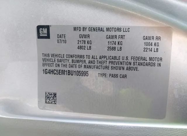 Photo 8 VIN: 1G4HC5EM1BU105995 - BUICK LUCERNE 