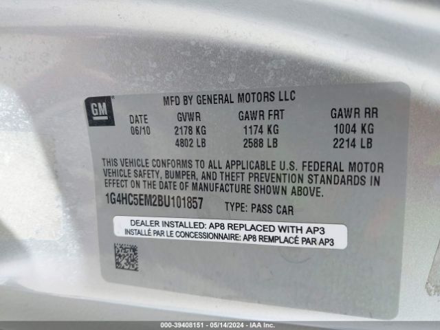 Photo 8 VIN: 1G4HC5EM2BU101857 - BUICK LUCERNE 