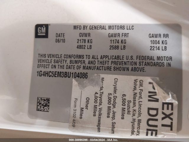 Photo 8 VIN: 1G4HC5EM3BU104086 - BUICK LUCERNE 