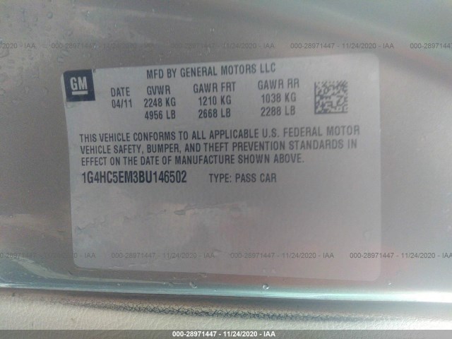 Photo 8 VIN: 1G4HC5EM3BU146502 - BUICK LUCERNE 