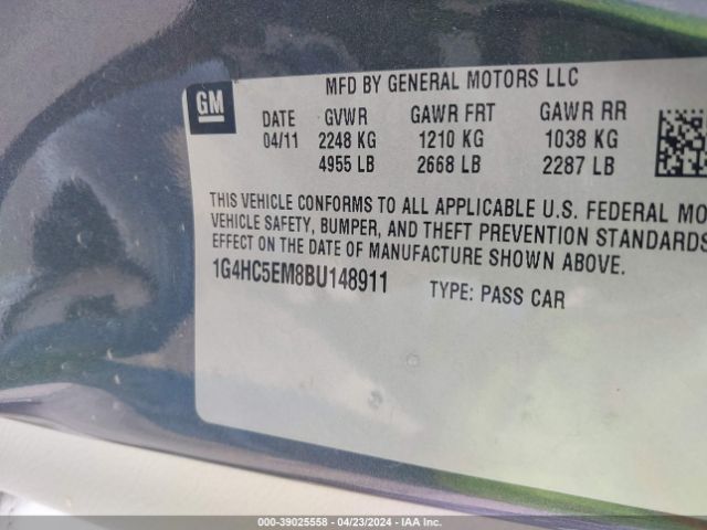 Photo 8 VIN: 1G4HC5EM8BU148911 - BUICK LUCERNE 