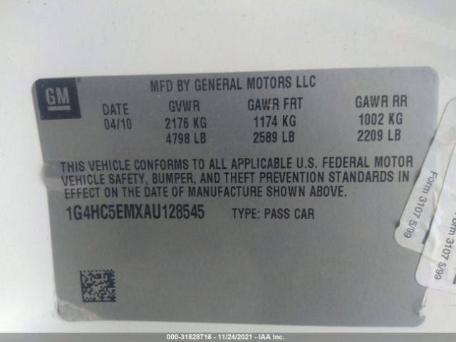 Photo 8 VIN: 1G4HC5EMXAU128545 - BUICK LUCERNE 