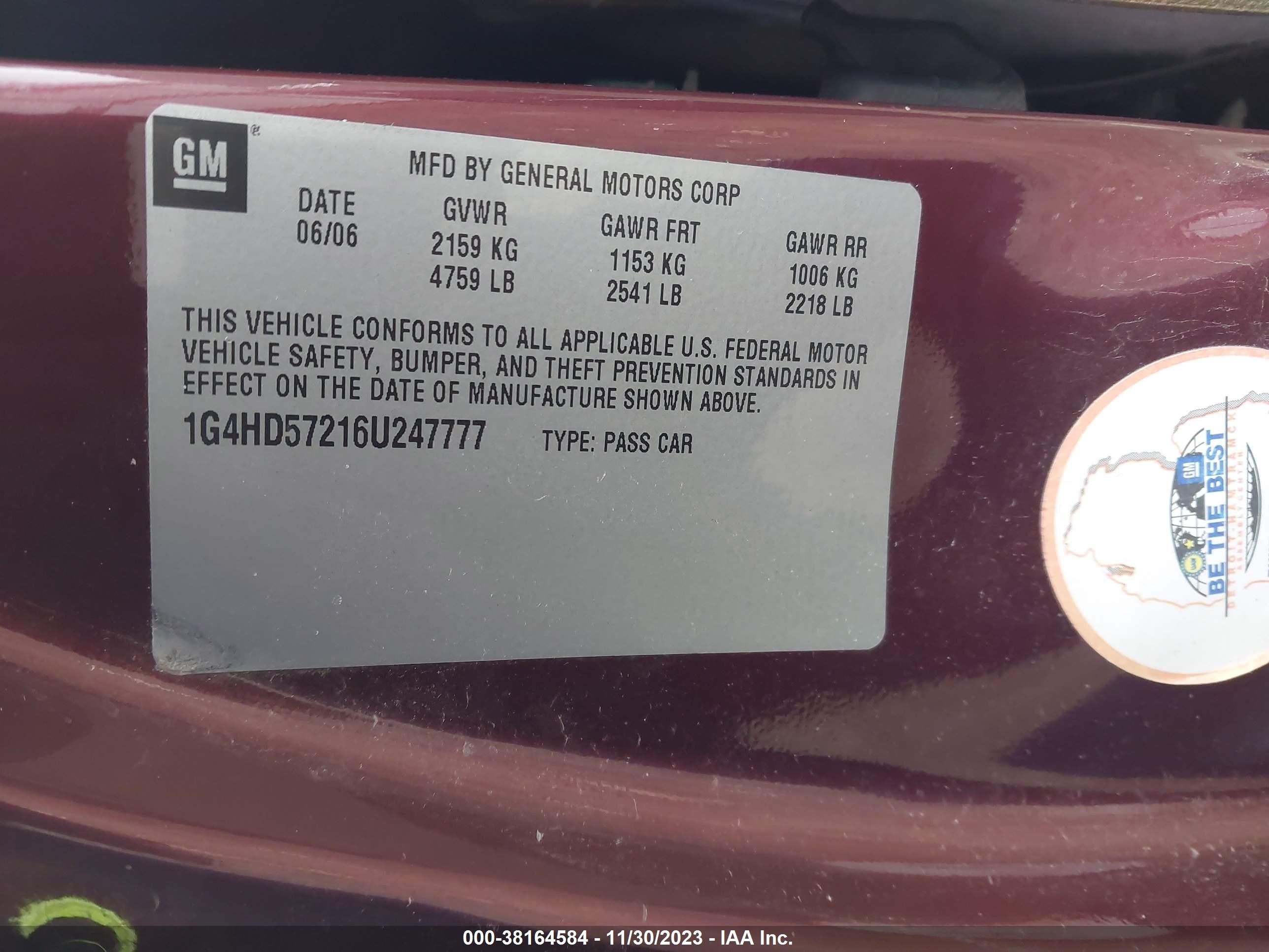 Photo 8 VIN: 1G4HD57216U247777 - BUICK LUCERNE 