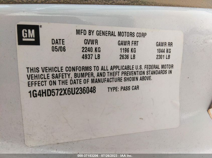 Photo 8 VIN: 1G4HD572X6U236048 - BUICK LUCERNE 