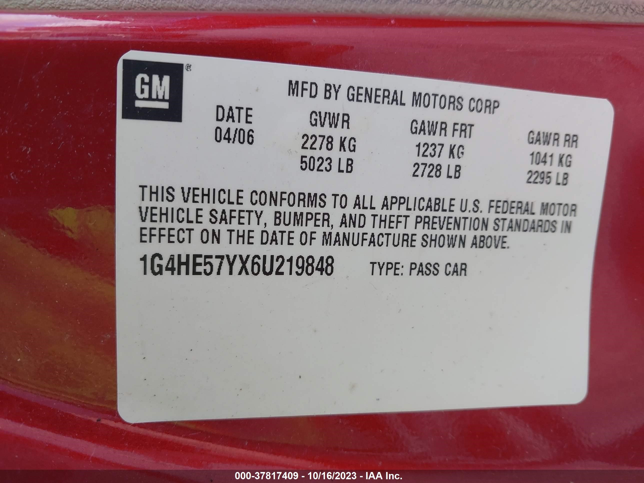 Photo 8 VIN: 1G4HE57YX6U219848 - BUICK LUCERNE 