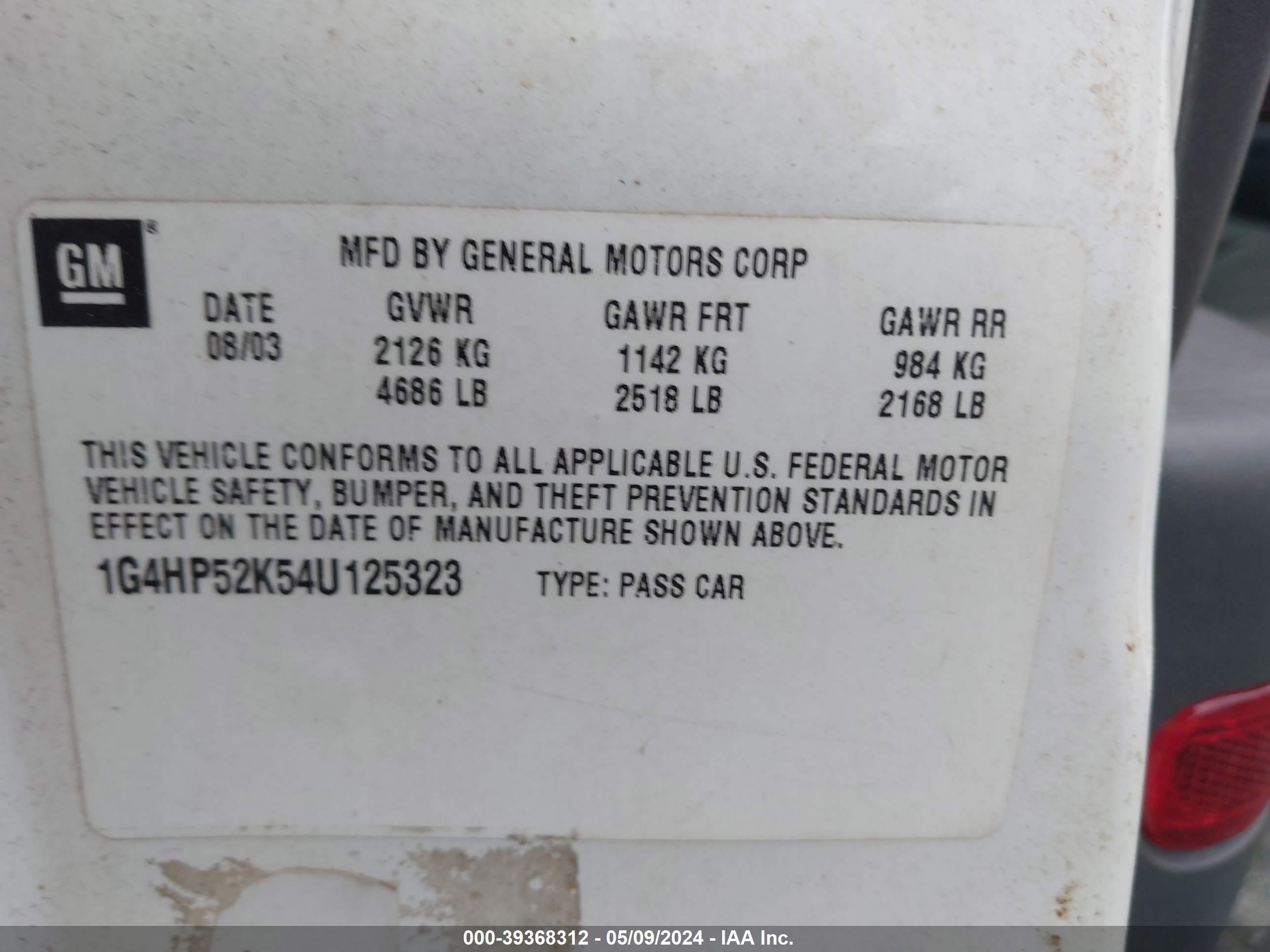 Photo 8 VIN: 1G4HP52K54U125323 - BUICK LESABRE 