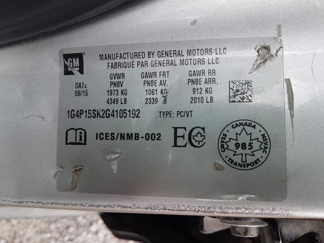 Photo 8 VIN: 1G4P15SK2G4105192 - BUICK VERANO 