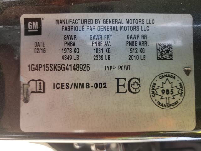 Photo 9 VIN: 1G4P15SK5G4148926 - BUICK VERANO 