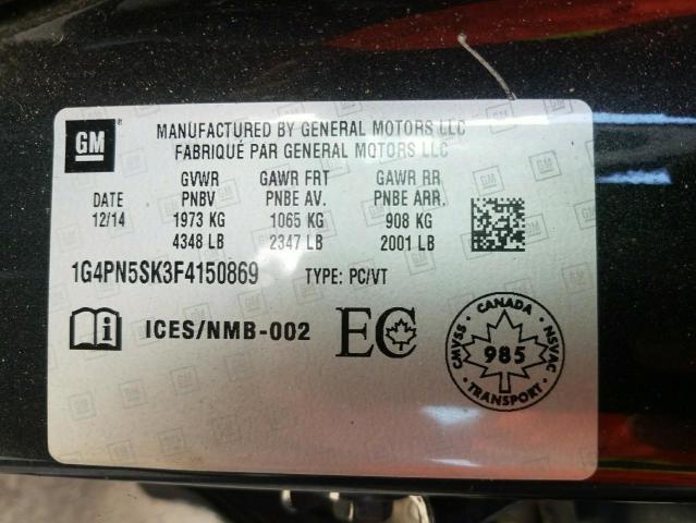 Photo 9 VIN: 1G4PN5SK3F4150869 - BUICK VERANO 