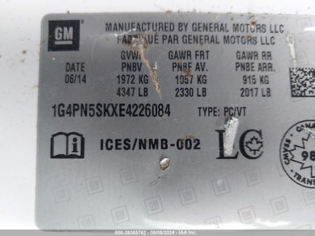 Photo 8 VIN: 1G4PN5SKXE4226084 - BUICK VERANO 