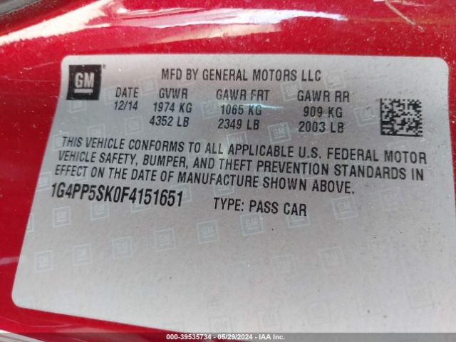 Photo 8 VIN: 1G4PP5SK0F4151651 - BUICK VERANO 