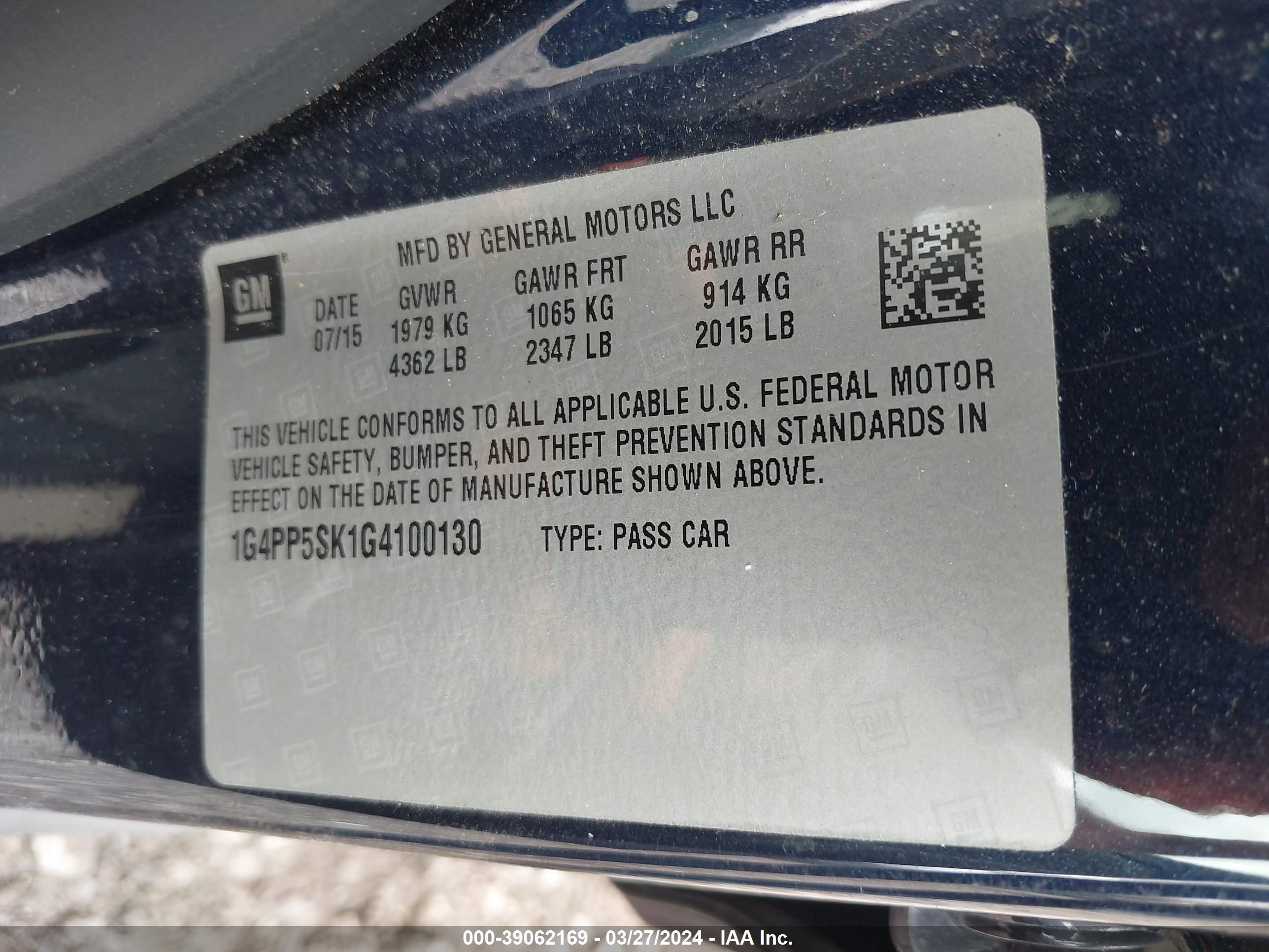 Photo 8 VIN: 1G4PP5SK1G4100130 - BUICK VERANO 