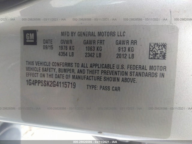 Photo 8 VIN: 1G4PP5SK2G4115719 - BUICK VERANO 