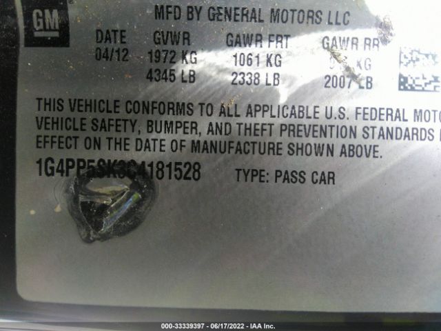 Photo 8 VIN: 1G4PP5SK3C4181528 - BUICK VERANO 