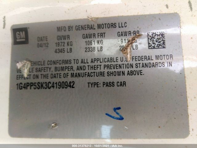 Photo 8 VIN: 1G4PP5SK3C4190942 - BUICK VERANO 