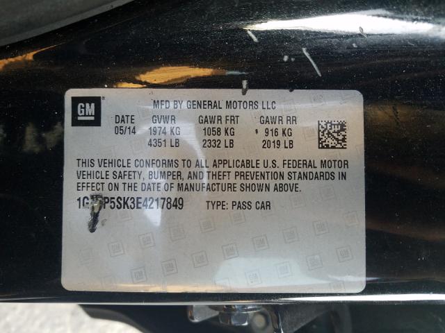 Photo 9 VIN: 1G4PP5SK3E4217849 - BUICK VERANO 