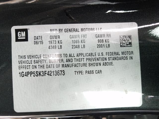 Photo 9 VIN: 1G4PP5SK3F4213673 - BUICK VERANO 