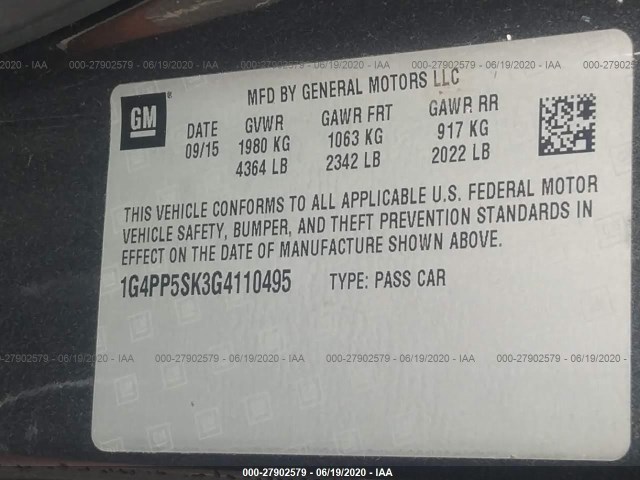 Photo 8 VIN: 1G4PP5SK3G4110495 - BUICK VERANO 