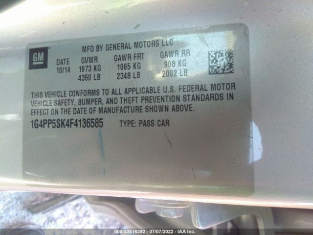 Photo 8 VIN: 1G4PP5SK4F4136585 - BUICK VERANO 