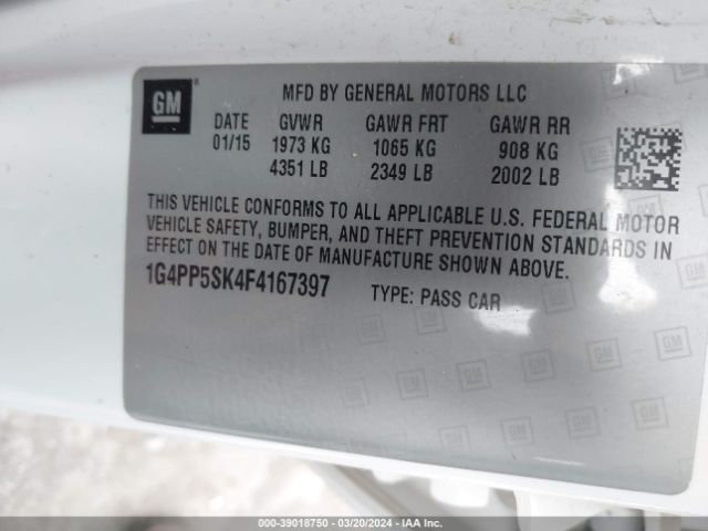 Photo 8 VIN: 1G4PP5SK4F4167397 - BUICK VERANO 